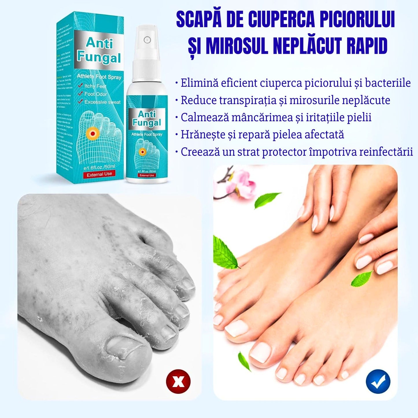 SPRAY PENTRU CIUPERCA PICIORULUI SI MIROS NEPLACUT