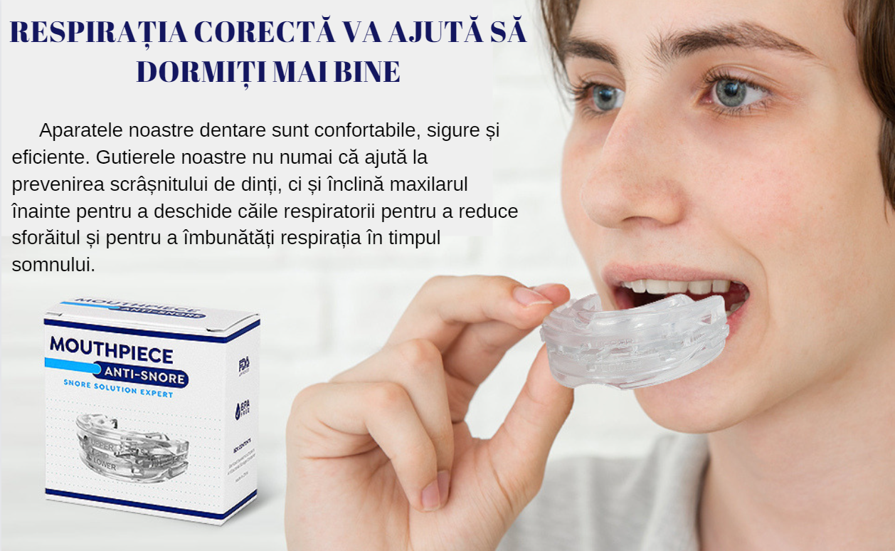 DISPOZITIV ANTI-SFORĂIT, PENTRU BĂRBAȚI ȘI FEMEI PENTRU TOATE TIPURILE DE GURĂ, EFECT GARANTAT!